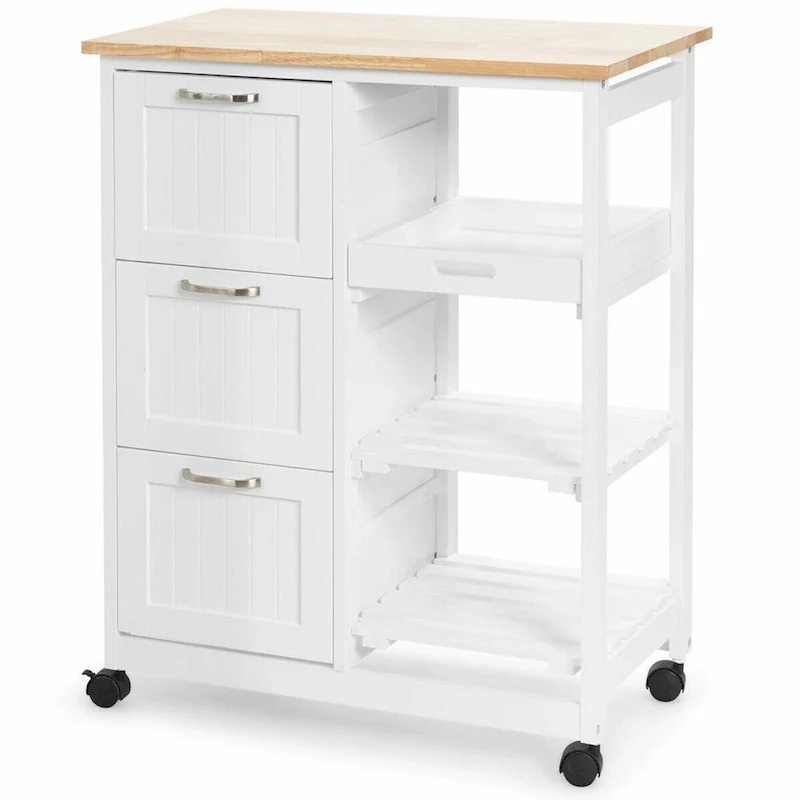 Rolling Kitchen Storage Cart with Large Storage Drawers and Shelves