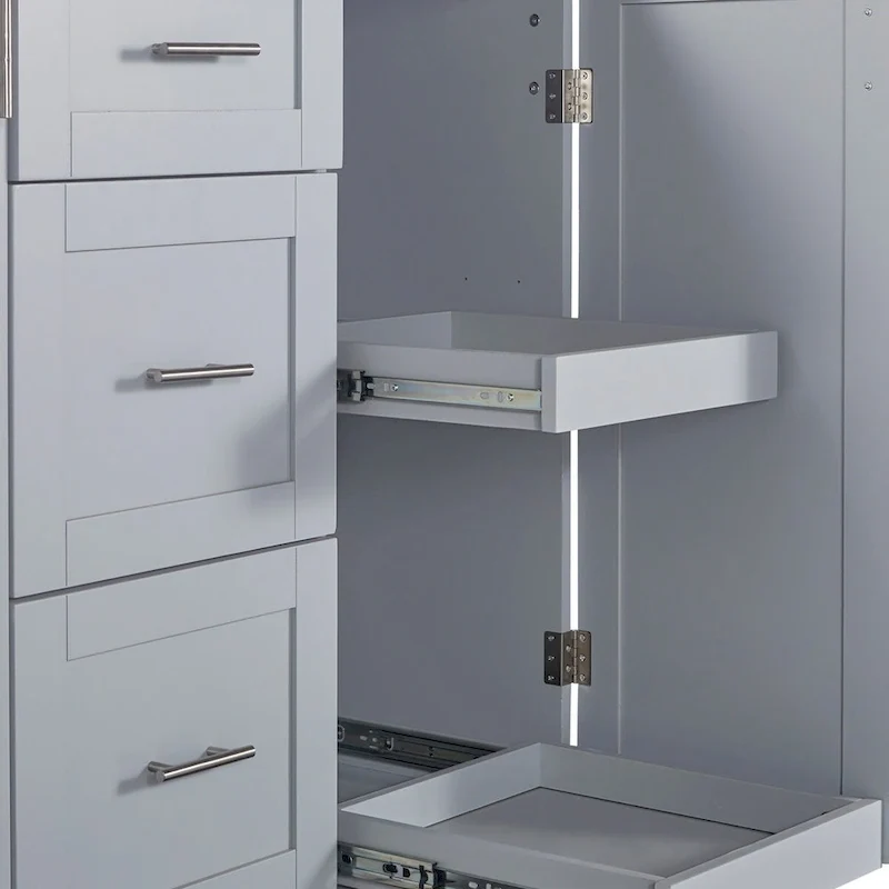 50 in. W Kitchen Island with 3 Drawer, 2 Slide-Out Shelf and Internal Storage Rack