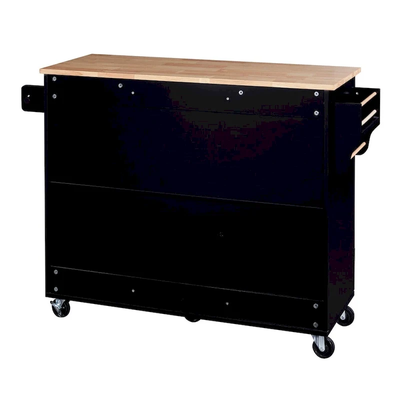 50 in. W Kitchen Island with 3 Drawer, 2 Slide-Out Shelf and Internal Storage Rack
