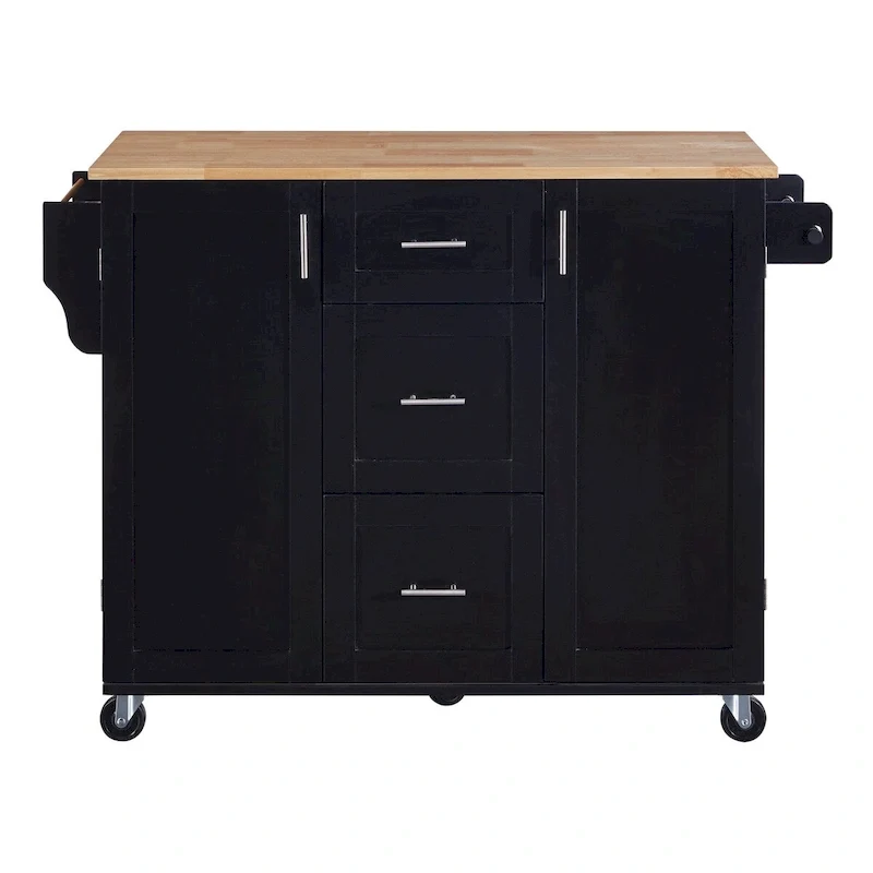 50 in. W Kitchen Island with 3 Drawer, 2 Slide-Out Shelf and Internal Storage Rack