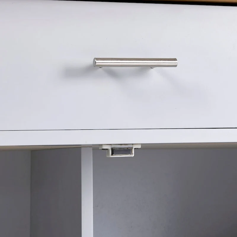 Rolling Kitchen Island with Divider and Internal Storage Rack