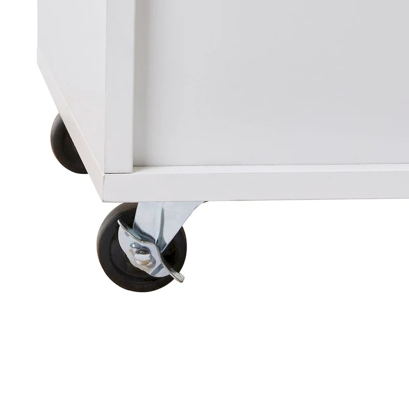 Rolling Kitchen Island with Divider and Internal Storage Rack