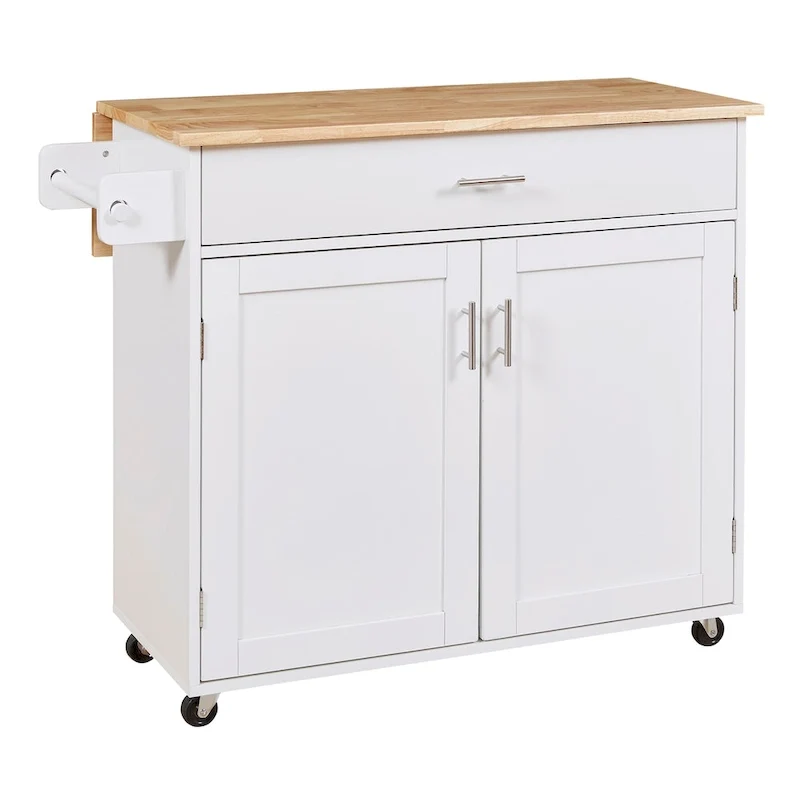 Rolling Kitchen Island with Divider and Internal Storage Rack