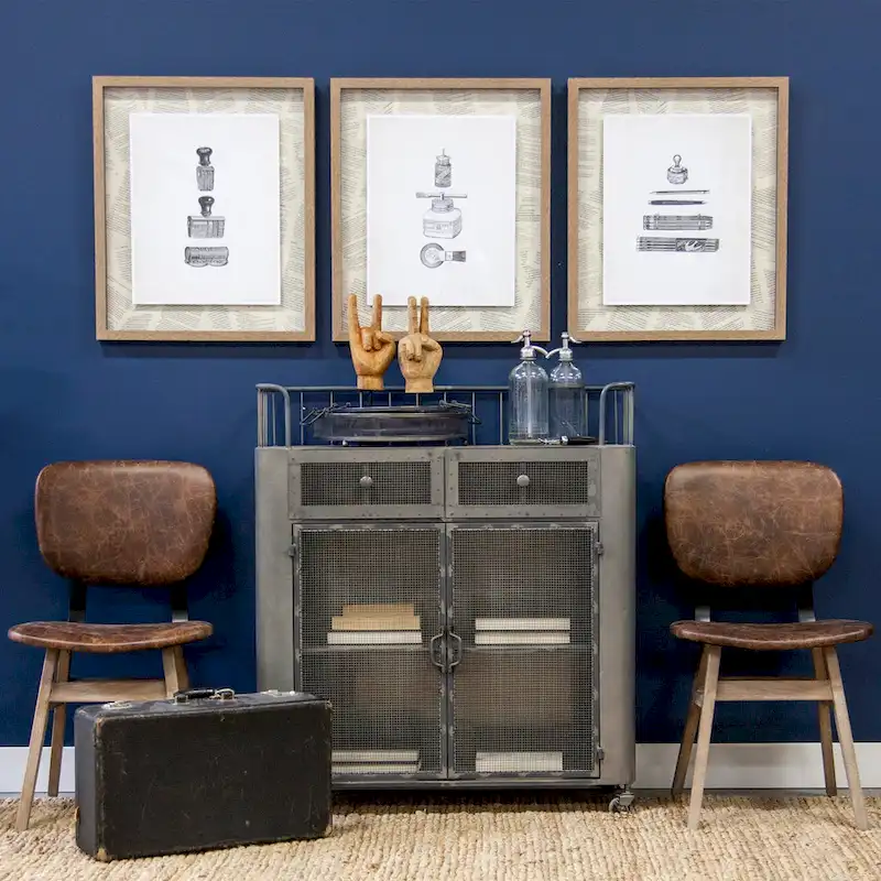 Udo Gray Metal & Brown Wood Top Bar Cart - 16.5L x 35.4W x 40.7H