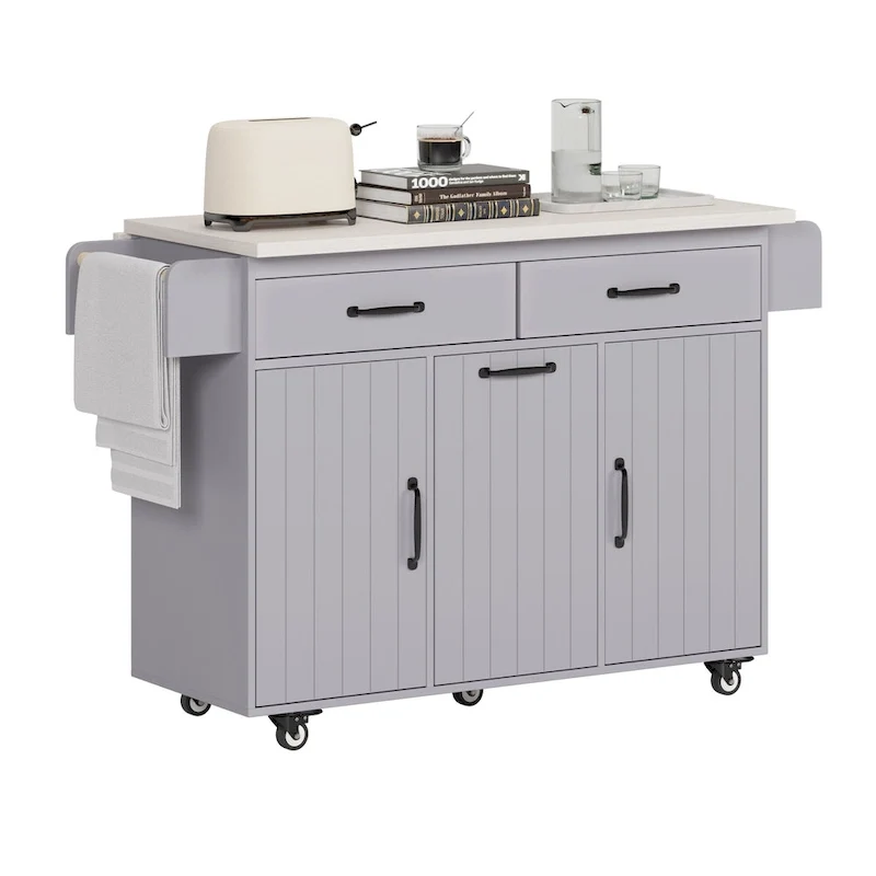 Kitchen Island With Trash Can Storage Cabinet(no include stool)