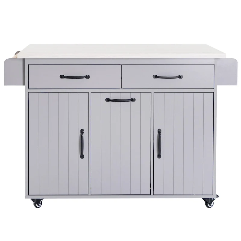 Kitchen Island With Trash Can Storage Cabinet(no include stool)