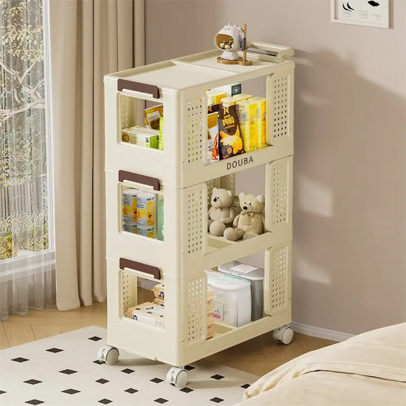 3-Tier Kitchen Storage Cart,Multifunction Rolling Storage Organizer