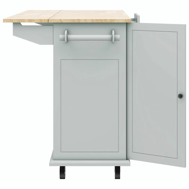Rolling Kitchen Cart with Drop Leaf, Storage Rack, and 3-Tier Cabinet Organizer