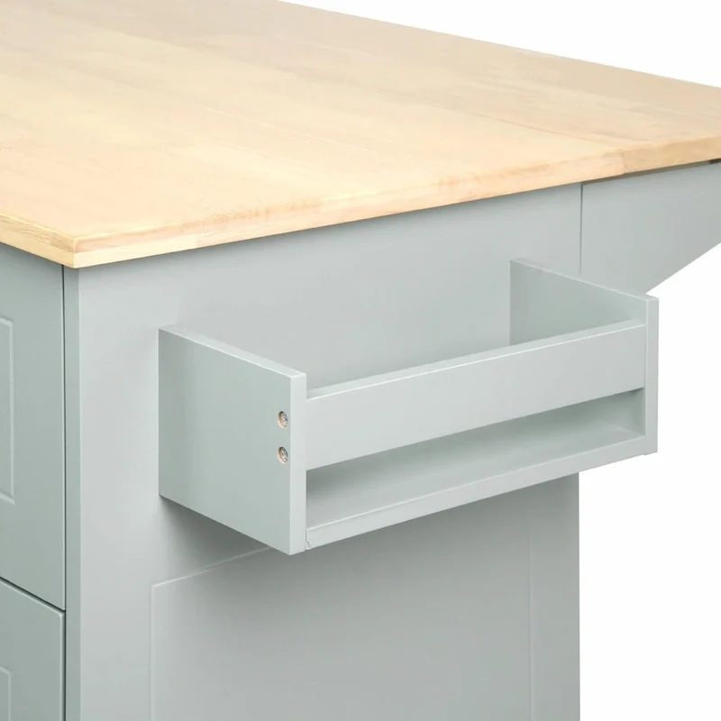 Rolling Kitchen Cart with Drop Leaf, Storage Rack, and 3-Tier Cabinet Organizer