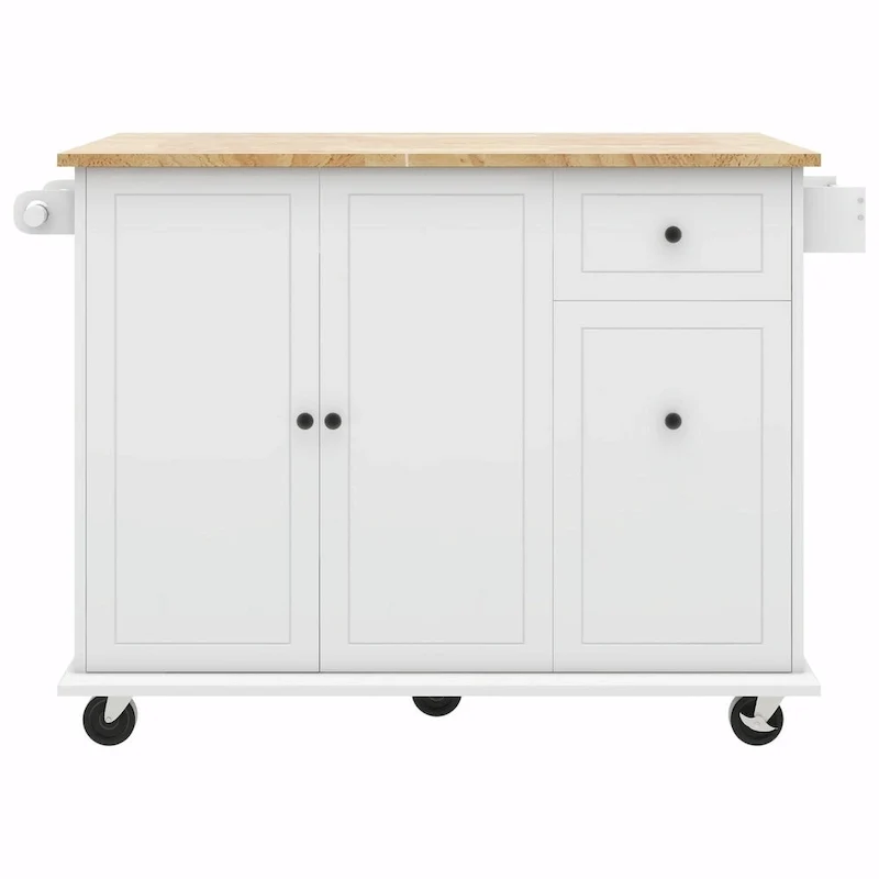 Rolling Kitchen Cart with Drop Leaf, Storage Rack, and 3-Tier Cabinet Organizer
