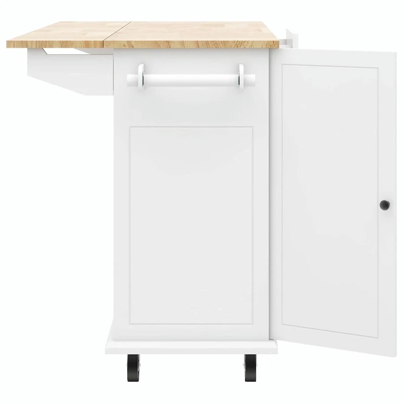 Rolling Kitchen Cart with Drop Leaf, Storage Rack, and 3-Tier Cabinet Organizer