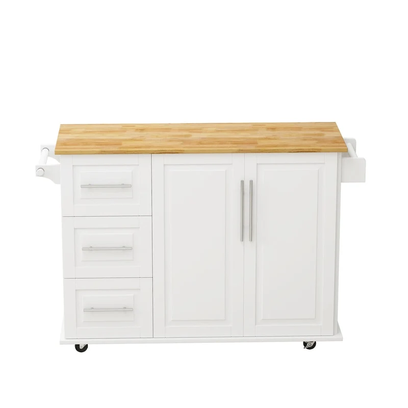 Kitchen Island Cart with 2 Door Cabinet and 3 Drawers