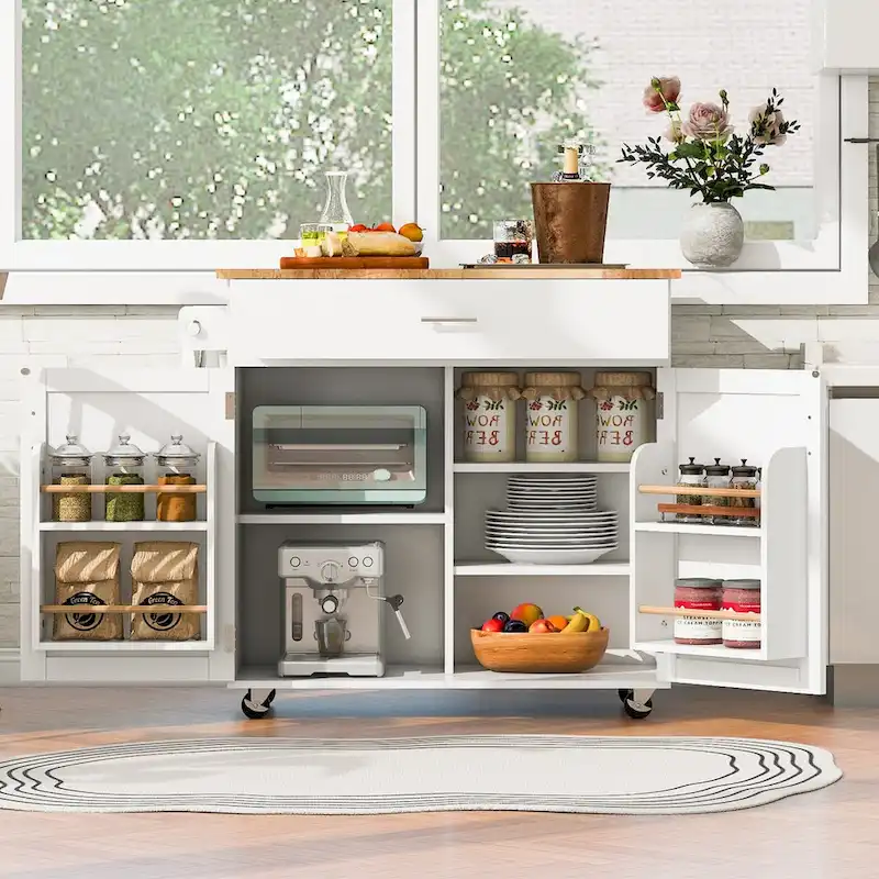 Rolling Kitchen Island with Storage