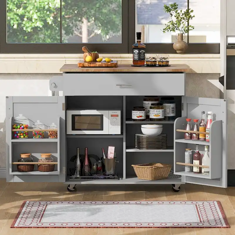 Rolling Kitchen Island with Storage