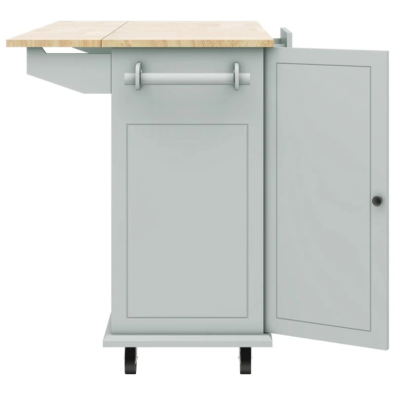 53.9 Width Rolling Kitchen Cart on Wheels with Internal Storage Rack and 3 Tier Pull Out Cabinet Organizer