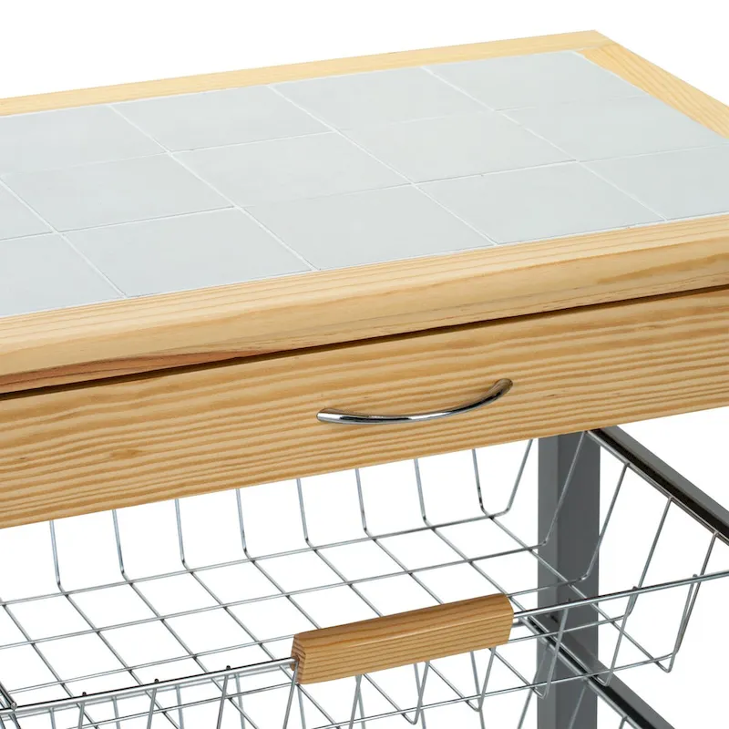 Organize It All Rolling Kitchen Cart with Wine Rack - 22.50 x 14.50 x 30.00