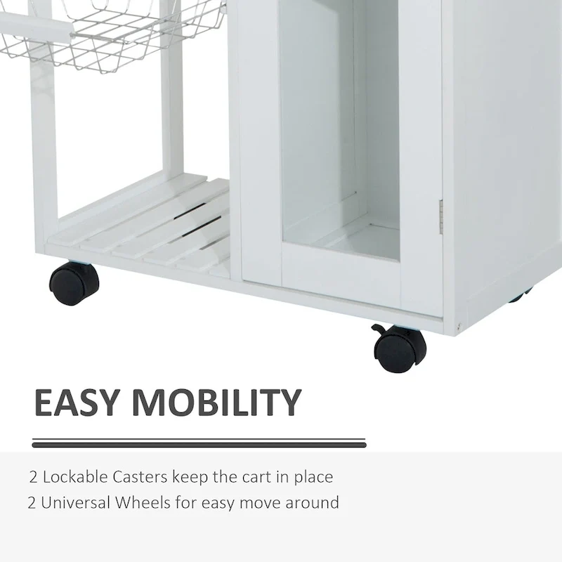 HOMCOM 28 White Rolling Kitchen Trolley Serving Cart
