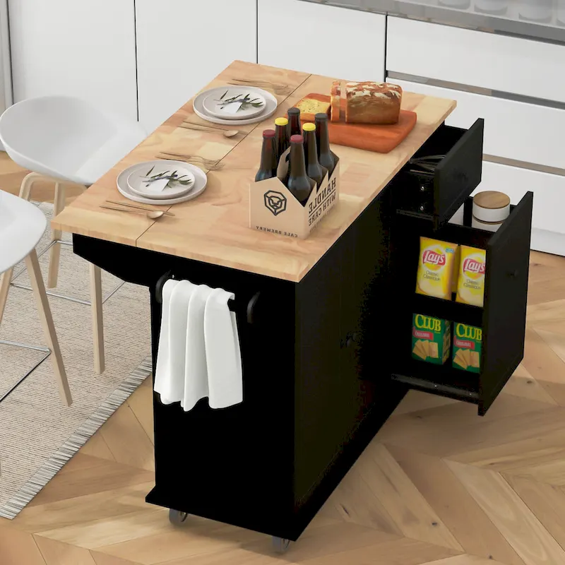 Kitchen Island with Drop Leaf - N/A