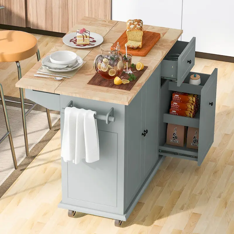 Kitchen Island with Drop Leaf - N/A