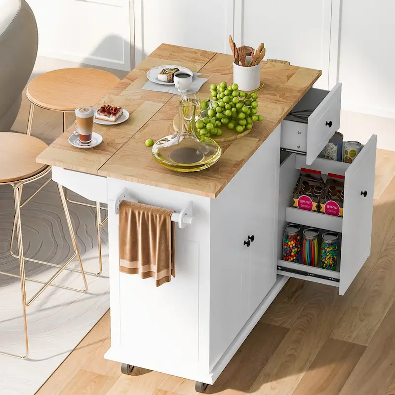 Kitchen Island with Drop Leaf - N/A