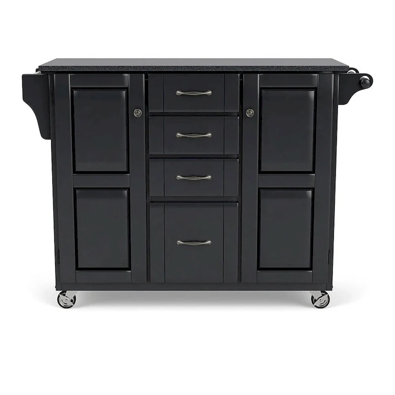 Homestyles Create-A-Cart Black Wood Kitchen Cart - 48 x 18 x 36