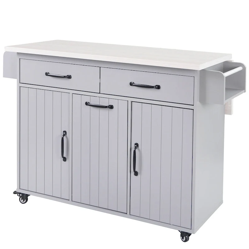 Kitchen Island with Trash Can Storage Cabinet