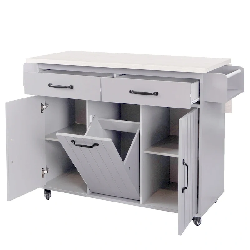 Kitchen Island with Trash Can Storage Cabinet