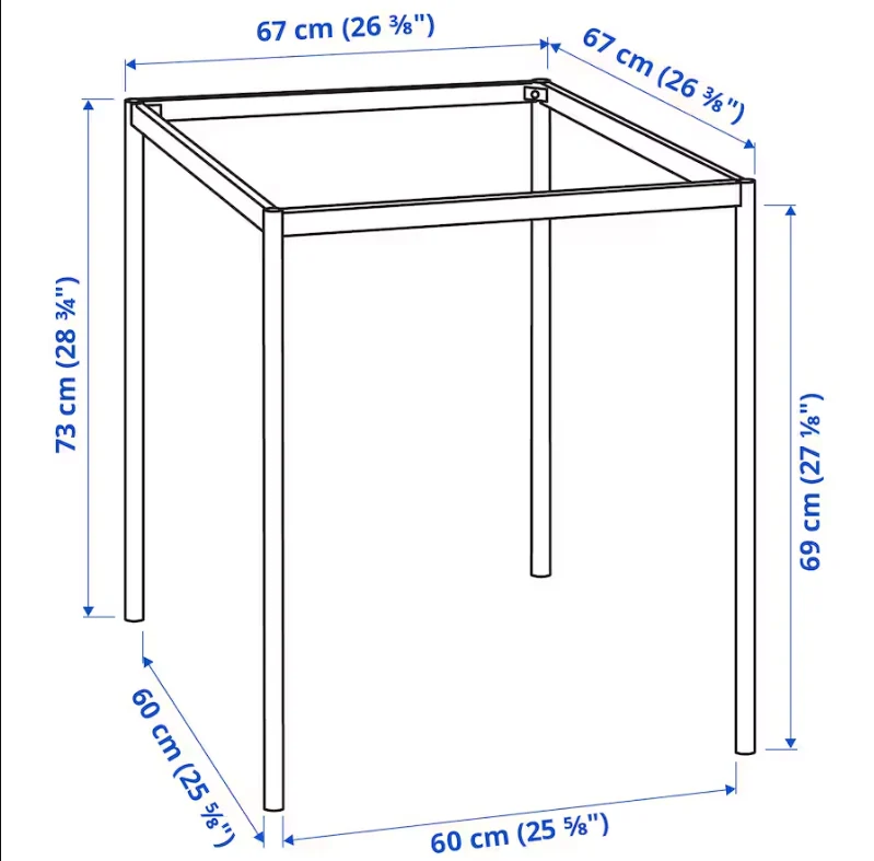 SANDSBERG Table top, black, 67x67 cm/SANDSBERG Underframe for table top, black, 67x67x73 cm