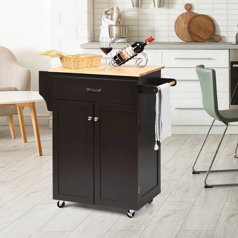 Gymax Rolling Kitchen Island Utility Kitchen Cart Storage Cabinet - See Details