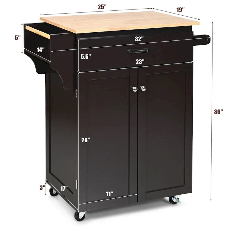 Gymax Rolling Kitchen Island Utility Kitchen Cart Storage Cabinet - See Details