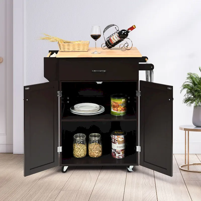 Gymax Rolling Kitchen Island Utility Kitchen Cart Storage Cabinet - See Details