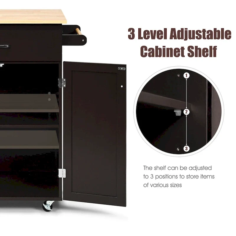Gymax Rolling Kitchen Island Utility Kitchen Cart Storage Cabinet - See Details