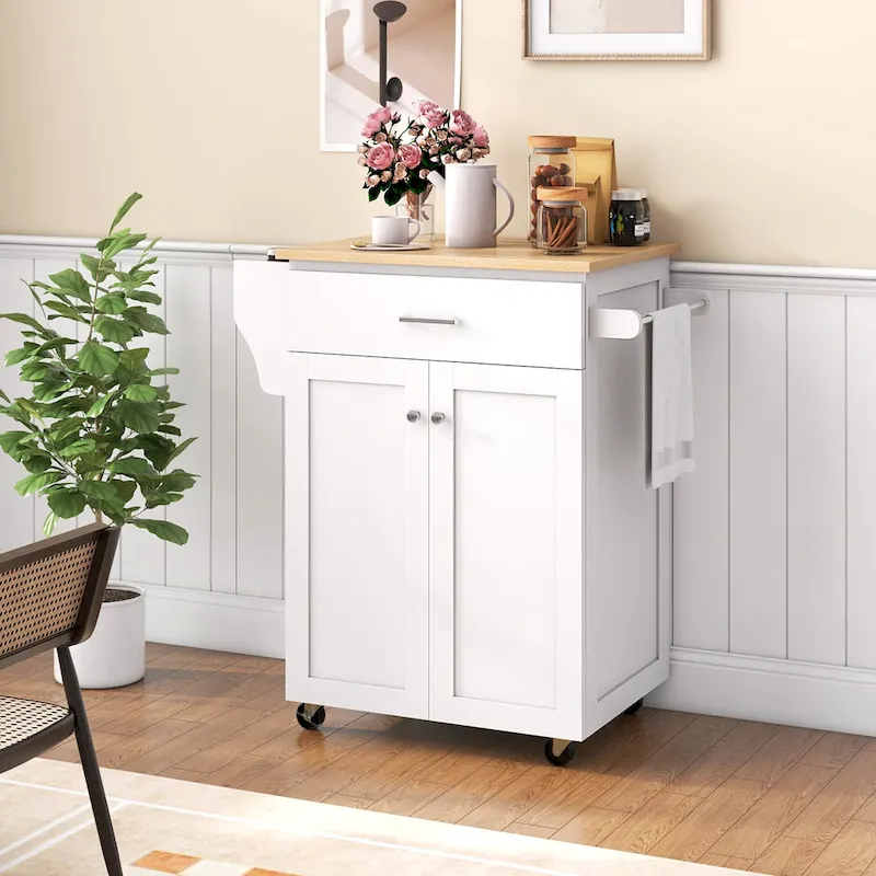 Gymax Rolling Kitchen Island Utility Kitchen Cart Storage Cabinet - See Details