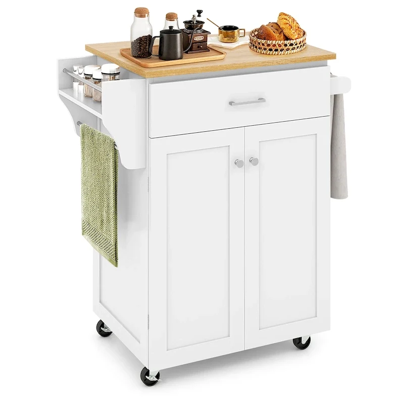 Gymax Rolling Kitchen Island Utility Kitchen Cart Storage Cabinet - See Details