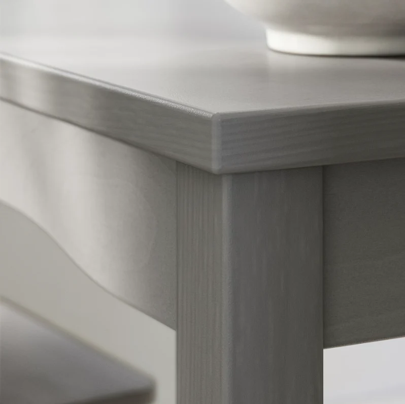HAUGA Table, grey/birch veneer, 118x74 cm