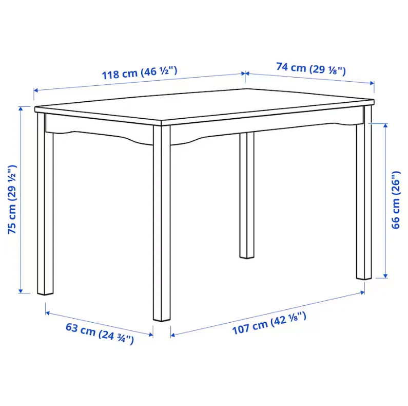 HAUGA Table, grey/birch veneer, 118x74 cm