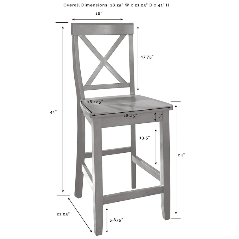 Crosley Julia Wood Top Island With X-Back Stools - 50 W x60 D x41 H
