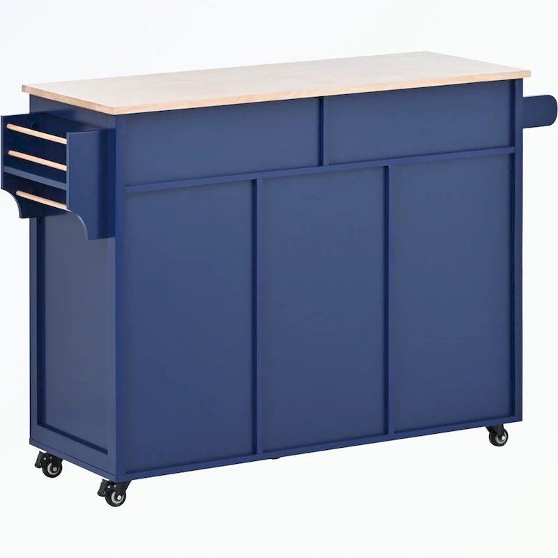 Kitchen Cart with Rubber Wood Countertop