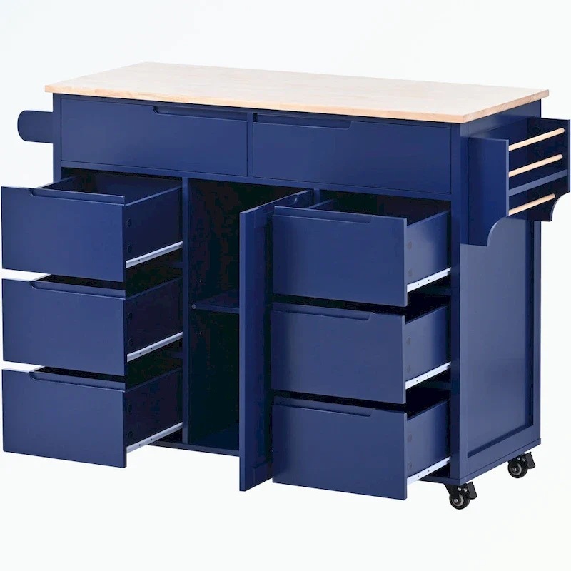 Kitchen Cart with Rubber Wood Countertop