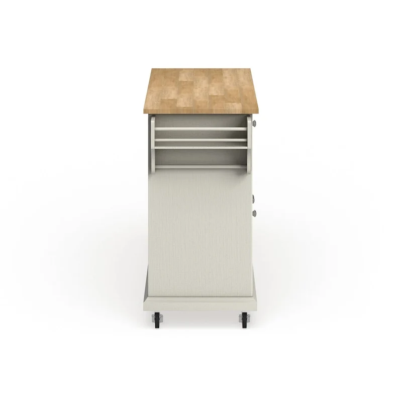 Crosley Full Size White Natural Wood Top Kitchen Cart Island - 18d x 51.5w x 36h