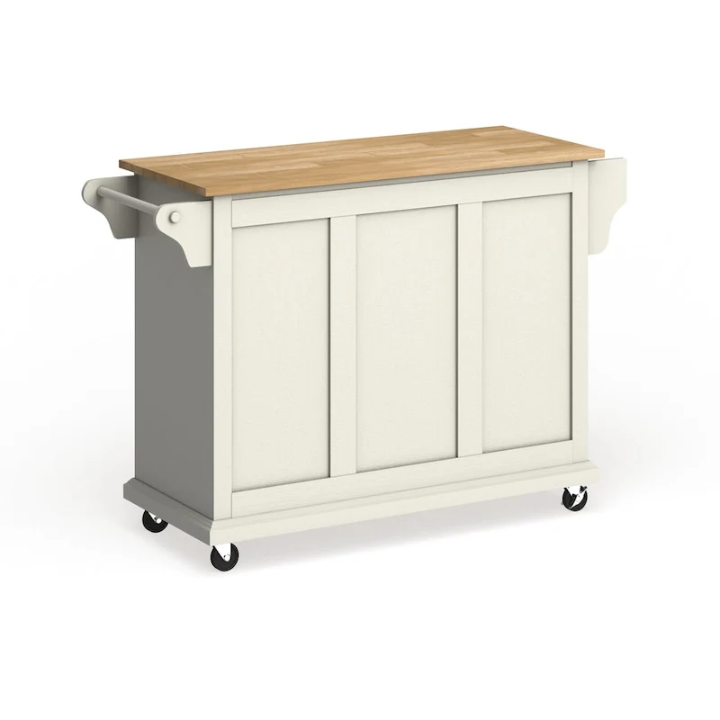 Crosley Full Size White Natural Wood Top Kitchen Cart Island - 18d x 51.5w x 36h