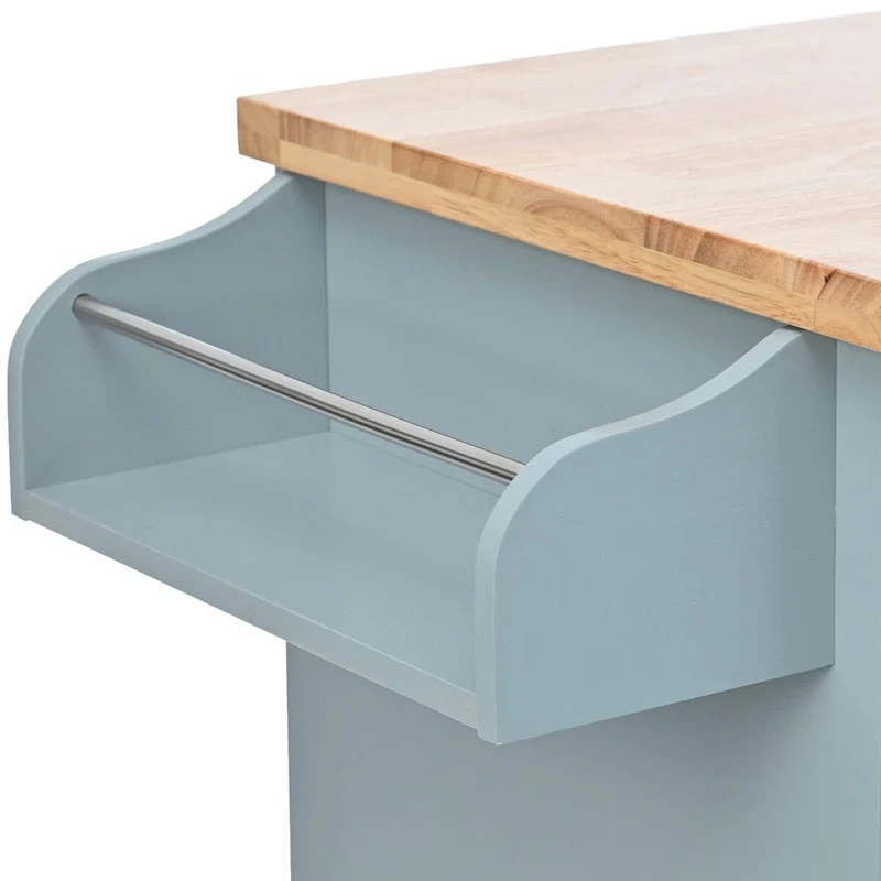 41.3 in. Rolling Kitchen Island with Spice Rack and Two Drawers