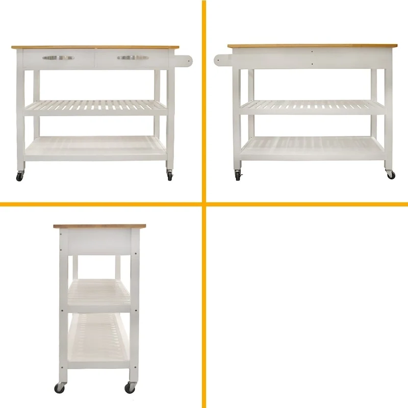 Kitchen Island Cart with Two Lockable Wheels
