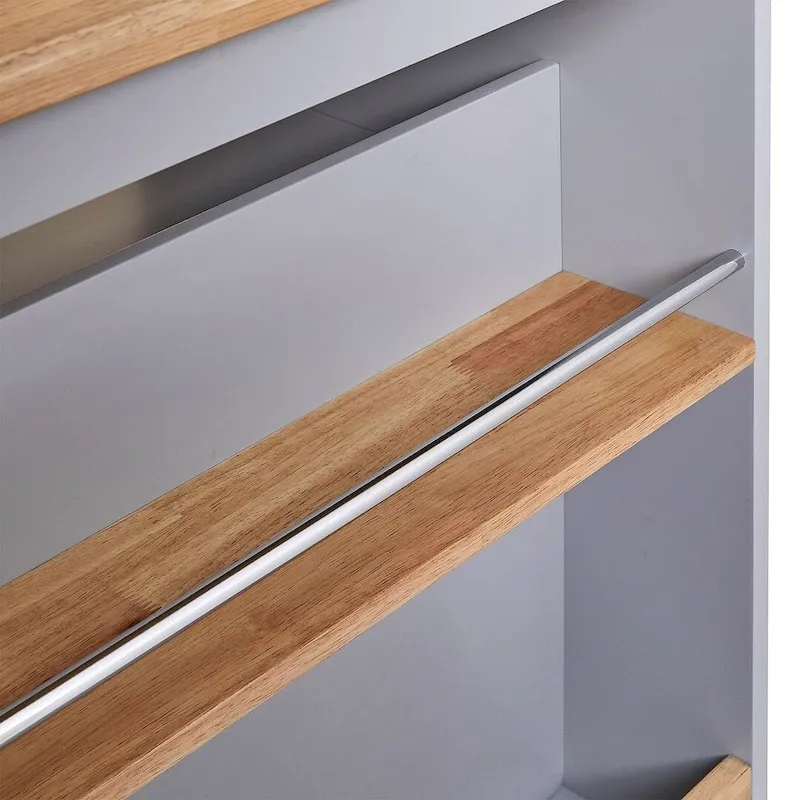 Kitchen Island on Wheels with Open Compartments and 2 Drawers