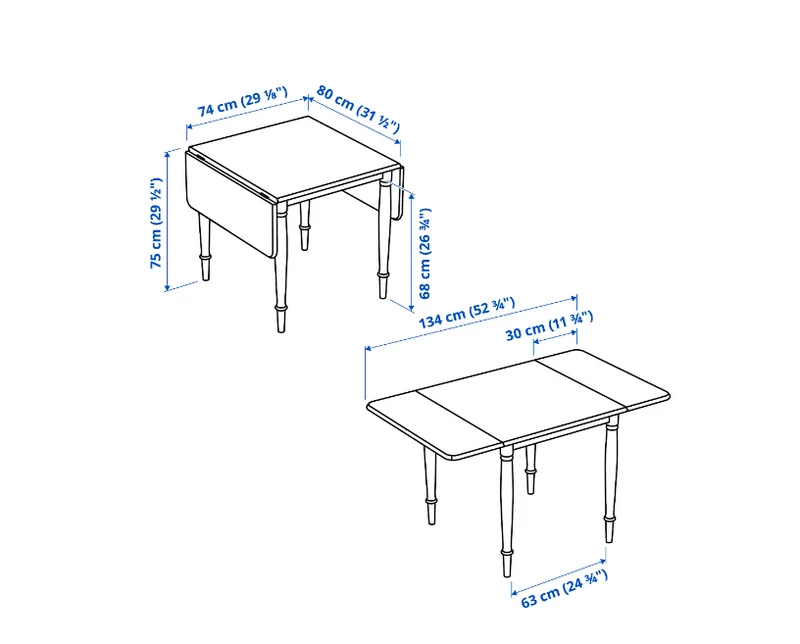 DANDERYD Dining table, oak veneer/white, 74/134x80 cm