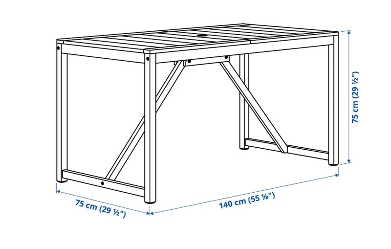 NÄMMARÖ Dining table, light brown, 140x75 cm