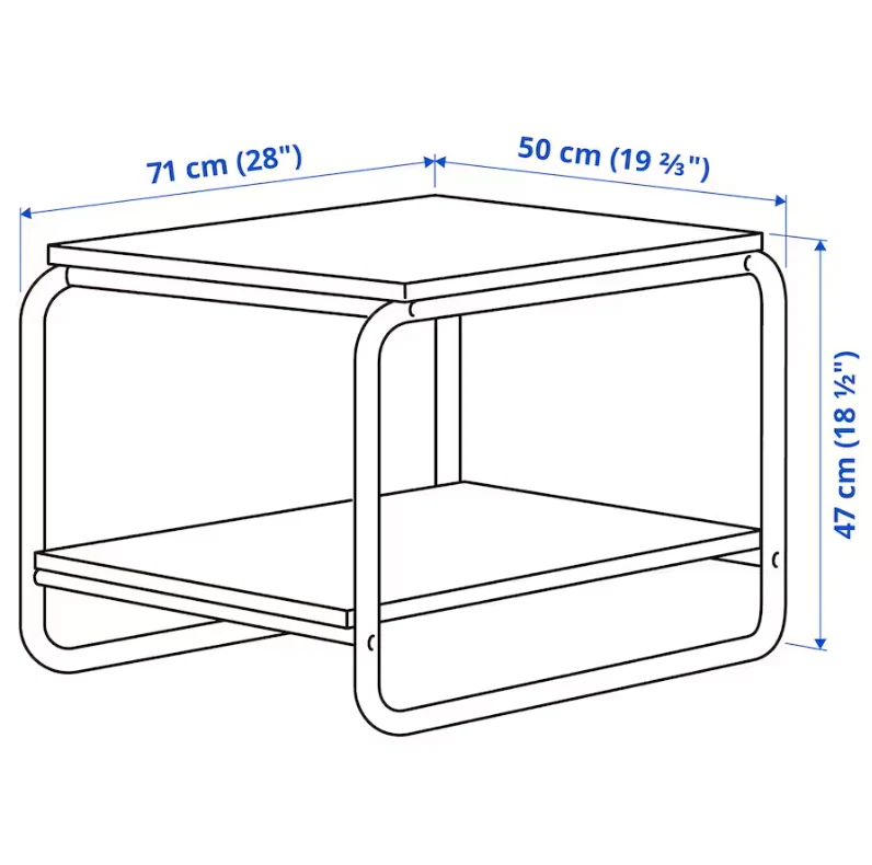 BAGGBODA Side table, white, 71x50 cm