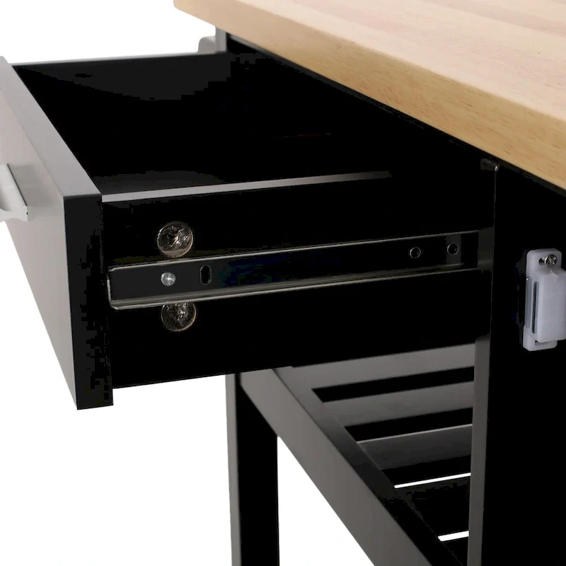 Kitchen Island Cart With Lockable Wheels, Utility Kitchen Cart With 1 Drawer, 3 Open Storage Shelves And Cabinet