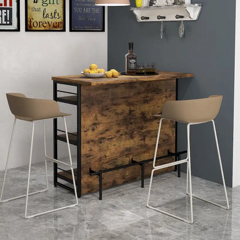 Gymax Industrial Kitchen Island Bar Table 4-Tier Storage Shelf Wine
