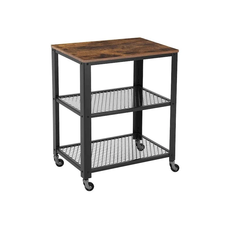 30.6H Serving Cart with 4 Casters and Adjustable Feet, Steel Frame Ideal for Kitchen or Any Room Use - 15.7D x 23.6W x 30.6H